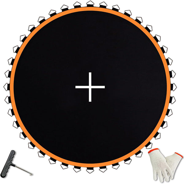 Trampoline Mat, Fits 15 Ft Frame Using 96 Pcs 6.5 in Spring, Trampoline Replacement Mat for 15 Ft Trampoline, Compatible with 96 Pcs 6.5 in Spring, Reinforce, Uv-Resistant, with Spring Hook and Gloves