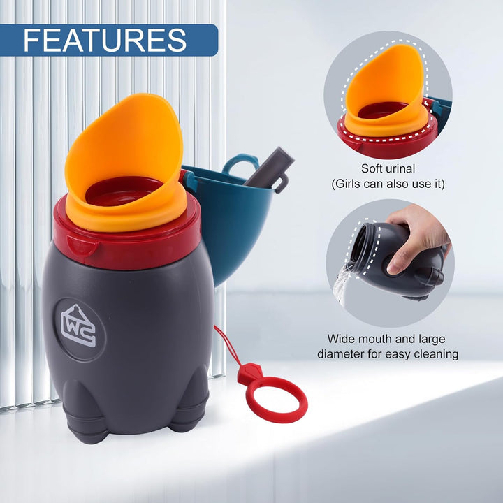 Travel Urinal for Kids,Rocket Toys Portable Emergency Urinal for Toddler,Light and Easy to Carry,Suitable for Car,Travel,Camping and Children'S Urinal Potty Training(Deep Blue)