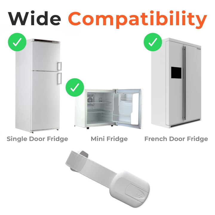 2-Pack Child Proof Fridge Lock with Adhesive - Adjustable Baby Proofing Straps - Refrigerator Lock for Kids - Freezer Latch to Keep Door Closed - for Toddlers, Cats, & Dogs - Universal Compatibility