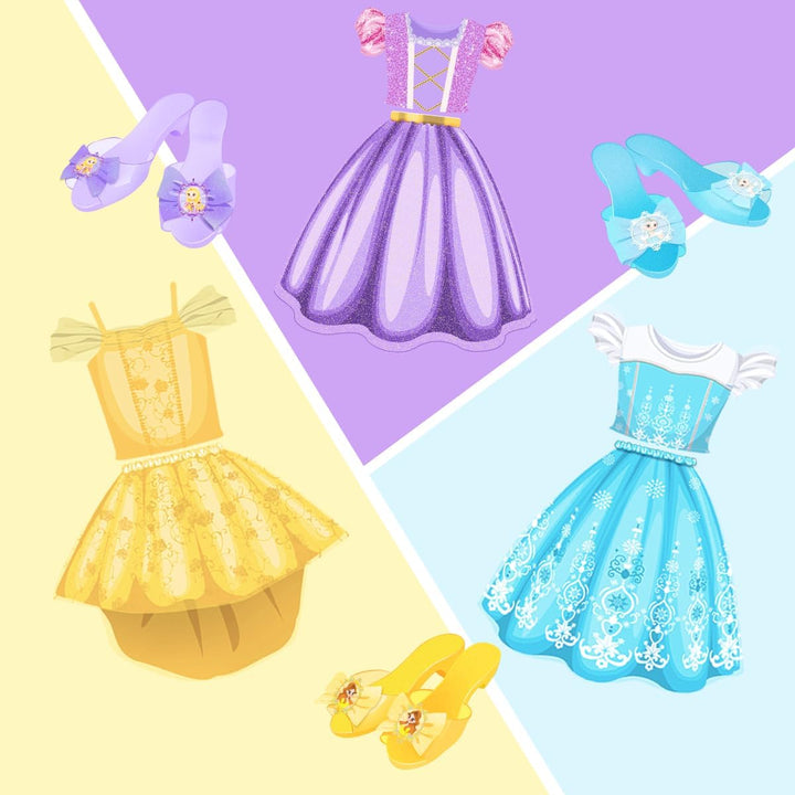 Princess Dress up for Girls 3-6, Dress up Clothes for Girls with Princess Shoes Toy, Birthday Gift for Toddlers Girls