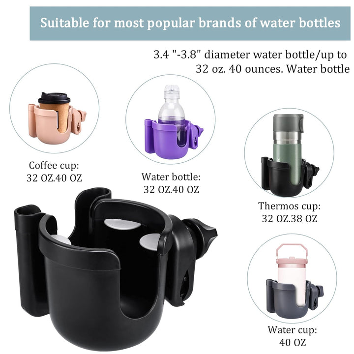 Universal Stroller Cup Holder, Adjustable Drink Holder with Phone Holder for Baby Stroller, Wheelchair, Walker, Bike, Scooter, Gifts for Family Member.