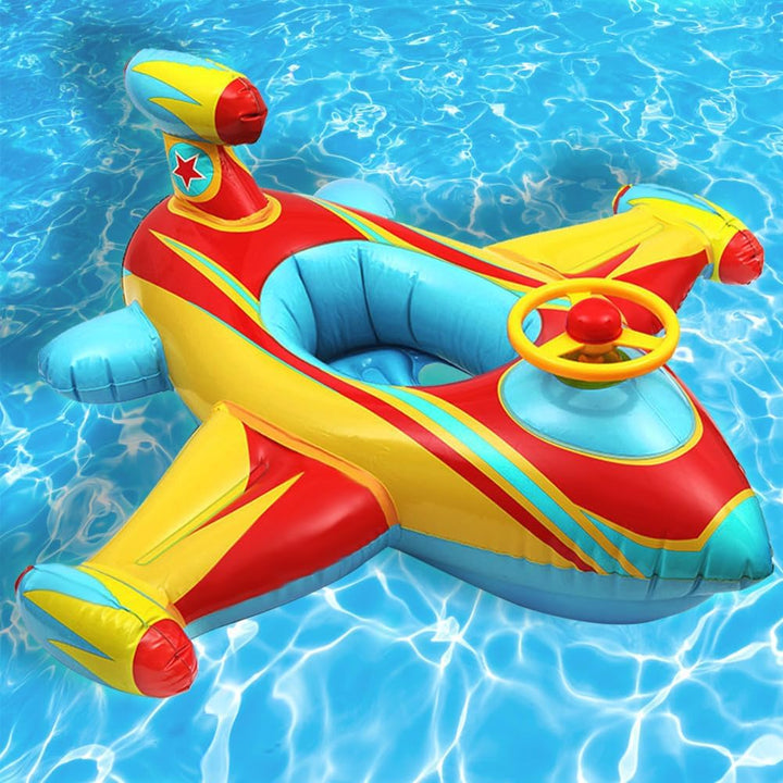Baby Inflatable Pool Float Swimming Float Boat with Steering Wheel Horn for Kids Toddlers Age 1-4 Boys Girls Inflatable Ride-Ons Summer Pool Swim Ring Beach Supplies