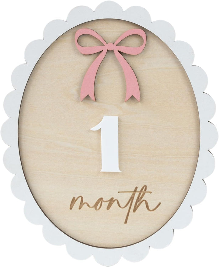 Wooden 3D Baby Monthly Milestone Cards Monthly Milestone Discs Newborn Photography Props Baby Announcement Sign Baby (BBL1)