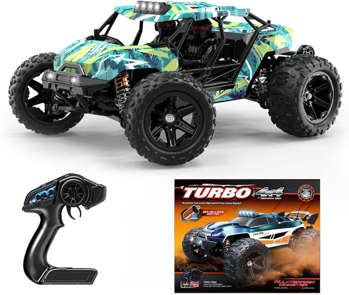 RC Car 1/14 Scale Brushless 4X4 Off-Road Truck, 30-45MPH High Speed RC Monster Truck with LED Lights, 2.4Ghz Remote Control, Large Wheel Professional Racing Model for Adults & Teens (【1:14】B002)
