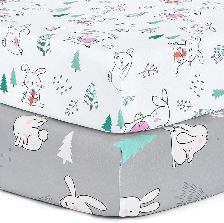 Pack N Play Sheets,  2 Pack Mini Crib Sheets,Stretchy Portable Fitted Playard Sheet Set, Convertible Playard Mattress Cover,Ultra Soft Breathable Material,Elephant Whale