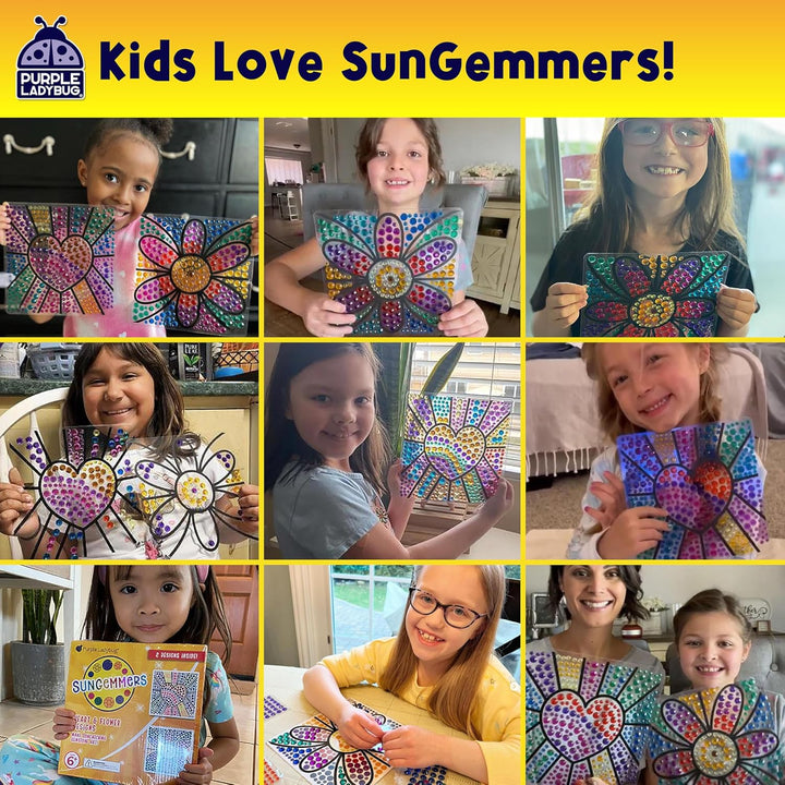 SUNGEMMERS Window Gem Art Suncatcher Kits - Summer Activities for Kids, Birthday Gifts for Girls & Boys, Crafts for Ages 4-10, Fun DIY Art Kit for Kids 6-12