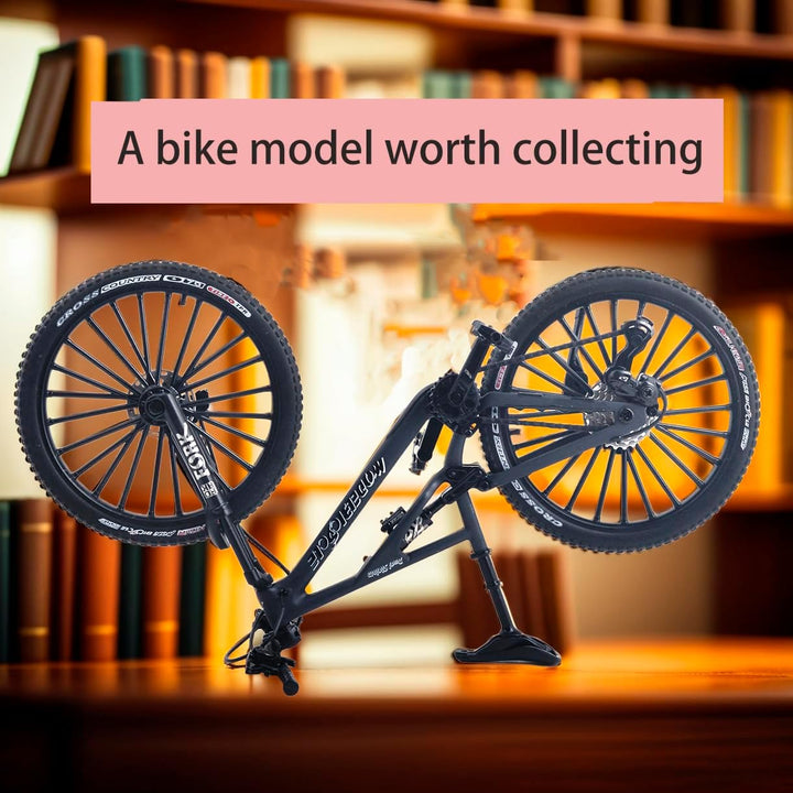 1:8 Scale Die-Cast Mini DS Dual Slalom Mountain Bike Toy FS Bicycle Model Alloy Mini Cake Topper Desktop Decoration Crafts for Cycling Lovers Bike Racers Athletes Children (Black)