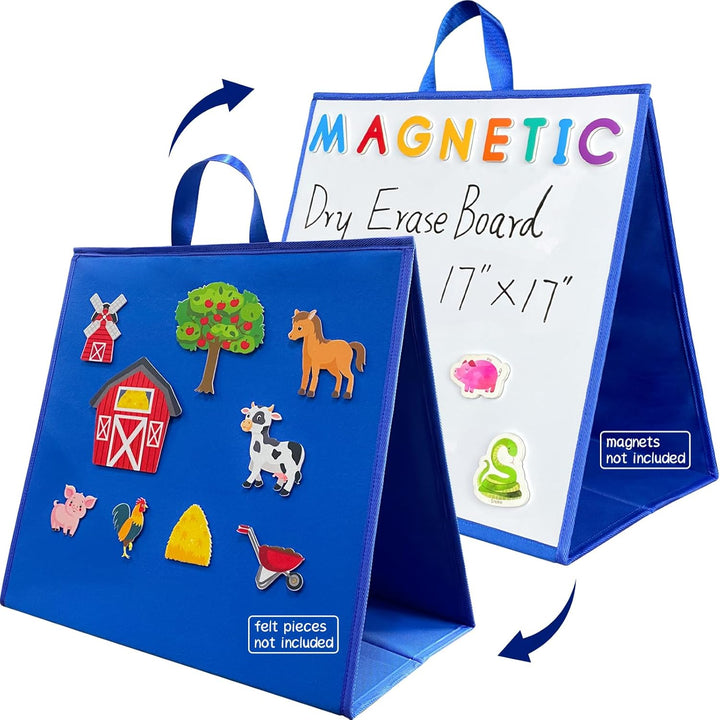 Large Felt Flannel Board 22.8*19.7 In,Felt Story Learning Board for Toddlers,Classroom,Preschool,Kiddie Corner, Interactive,Foldable,Stand,For Walls Felt Baord,Double-Sided Use,Gifts for Kids