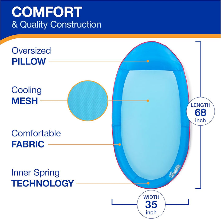 Spring Float Premium Hammock Pool Lounger, Inflatable Pool Floats Adult with Fast Inflation for Ages 15 & Up