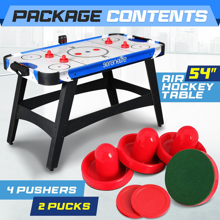 54" Air Hockey Game Table with 2X Stronger Motor, Light-Up Scoreboard, AC in Line Power Switch Includes 2 Pucks, 2 Pushers