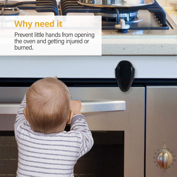 Mom'S Choice Gold Awards Winner -  1 Pack Childproof Oven Door Lock, Oven Front Lock Easy to Install & Heat-Resistant Material No Tools Need or Drill (Black)(Only for Flat Surface)