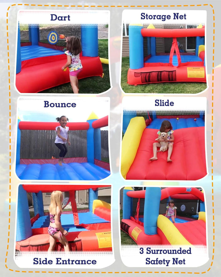 [Updated Version] Bounce House, Inflatable Bouncer with Air Blower, Jumping Castle with Slide, Family Backyard Bouncy Castle, Durable Sewn with Extra Thick Material, Idea for Kids (C-9745)