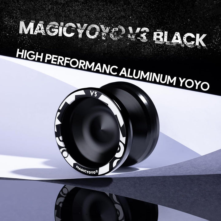 V3 Yoyo for Kids 8-12 or Above, Responsive Yoyo Professional with Dual Function, Professional Trick Yo Yo for Adults with 12 Yo-Yo Strings, KK Bearing, Bearing Puller, Axle,Case Bag -Black