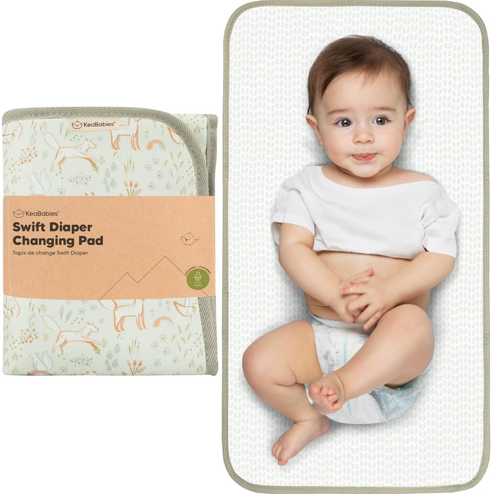 Portable Diaper Changing Pad, Easy Wipe Clean - Foldable Waterproof Baby Changing Mat for Diaper Bag, Compact, Lightweight, 25X13 Baby Changer Travel Essential, Machine Washable (Black Geo)