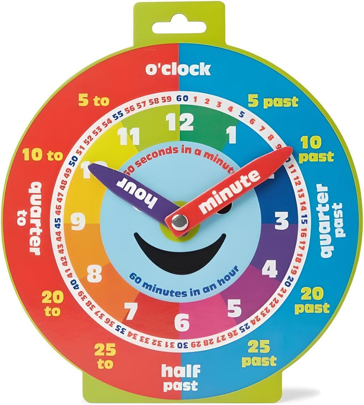 Early Learning Education Clock Moveable Hands Smiley Face Magnetic. - Easy to Use and to Learn for Young Children as Well as Durable and Portable.