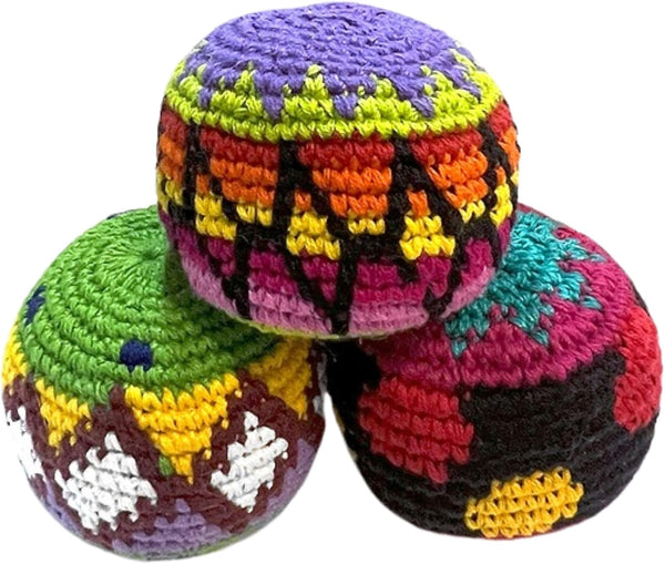 - Kick Ball Foot Bag | Assorted Crochet Hacky Sacks for Adults | Juggling Balls for Beginners | Punching Bag | Multicolored Geometric Pattern | Handmade Guatemalan Crafts