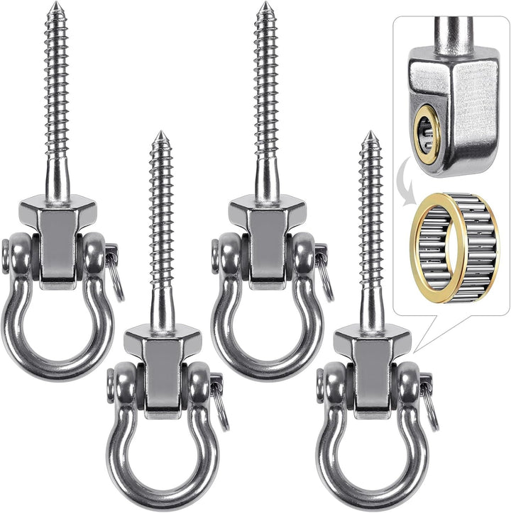 Heavy Duty Swing Hangers with Bearings, 2-Pack - Stainless Steel Porch Swing Hardware for Patio & Playground, Quiet Swivel Hooks - Indoor/Outdoor Heavy Duty Swing Hardware, 1500LB Capacity