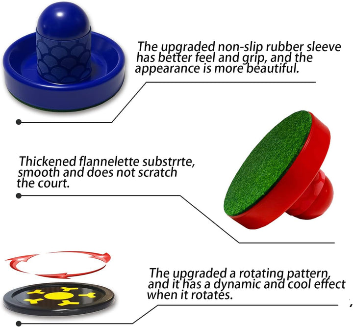 Air Hockey Pushers and Air Hockey Pucks, Non-Slip Strikers and Dynamic Pucks for Air Hockey Table Game for Adults and Kids,Replacement Accessories for Game Tables