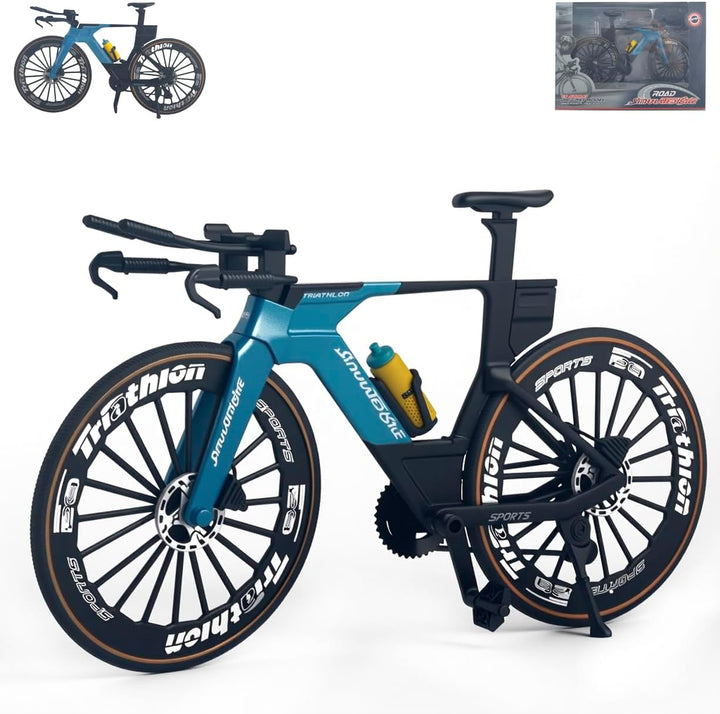1:8 Scale Road Race Bike Toy Racing Bicycle Die-Cast DS Mini Road Finger Rider Bicycle Model Desktop Decoration DH Alloy Bike Action Figurine Toy for Cake Topper Crafts (Blue)