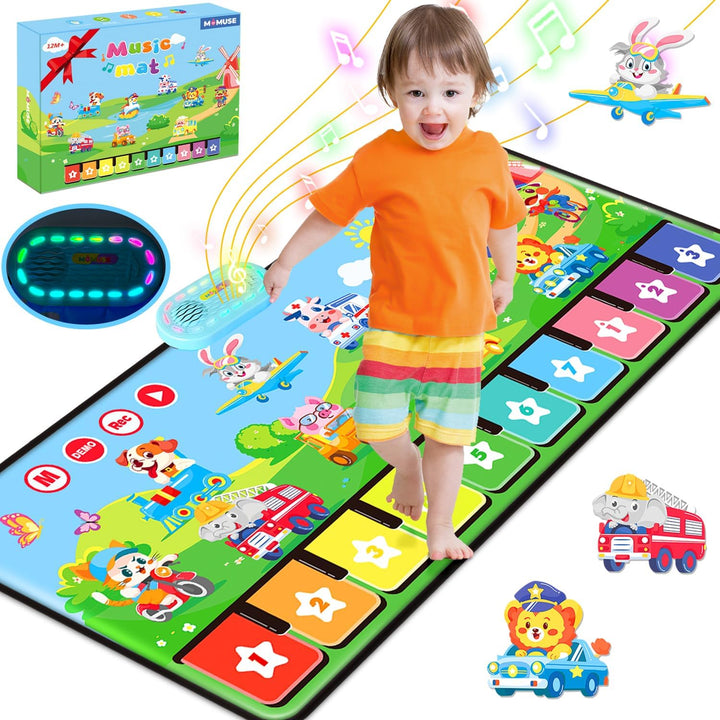 Piano Music Mat with 80 Sounds, Large Animal Car Touch Blanket Playmat Carpet Musical Toddlers Toys 1-3, Floor Keyboard Dance Sensory Educational Mat Boys Girls Gifts for 1 2 3 4 5 Years Old