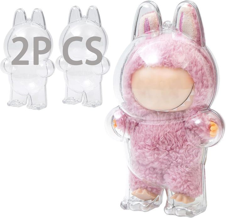 Protective Case for LABUBU, Clear Display Case with Keychain, (Doll Excluded, 1PCS Style a Standing)