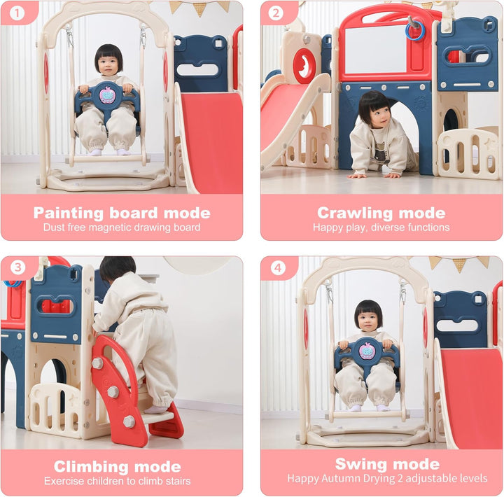 12 in 1 Toddler Outdoor Playset Toys with Swing Toddlers Indoor Playground for 1-3 Years Durable Ecofriendly Swing and Kids Slide Set Climber Tunnel Crawl Toys for Backyards