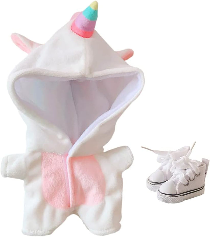 Shark Clothes 20Cm(7.8In) Plush Doll Clothes Onesies + Shoe 2-Piece Set Gray Pajamas (Gray)