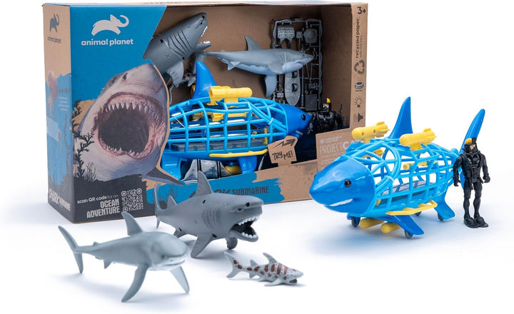 Shark Submarine Adventure Playset – Lights & Sounds Submarine with Chomping Great White Shark & Diver for Kids Ages 3+