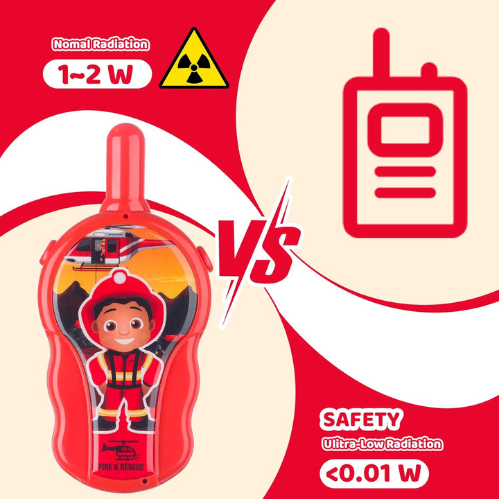 Walkie Talkies for Kids - Walkie Talkie Toys Gifts for 4 5 6 7 8 Year Old Girls Boys Long Range Fire & Rescue Walkie Talkies for Christmas Birthday Easter Gifts Indoor outside Games Red