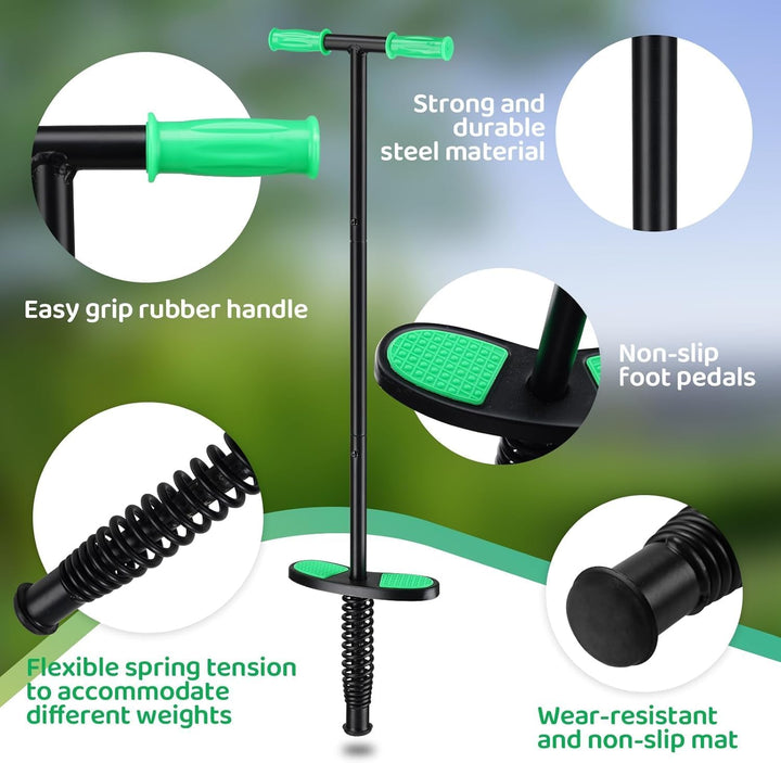Pogo Stick for Kids Age 6 and Up, Suitable for 50-120 Lbs, Pogo Stick with Easy Grip Handle & Non-Slip Peg for Beginner Exercise Balance, Great Gift for Boys and Girls