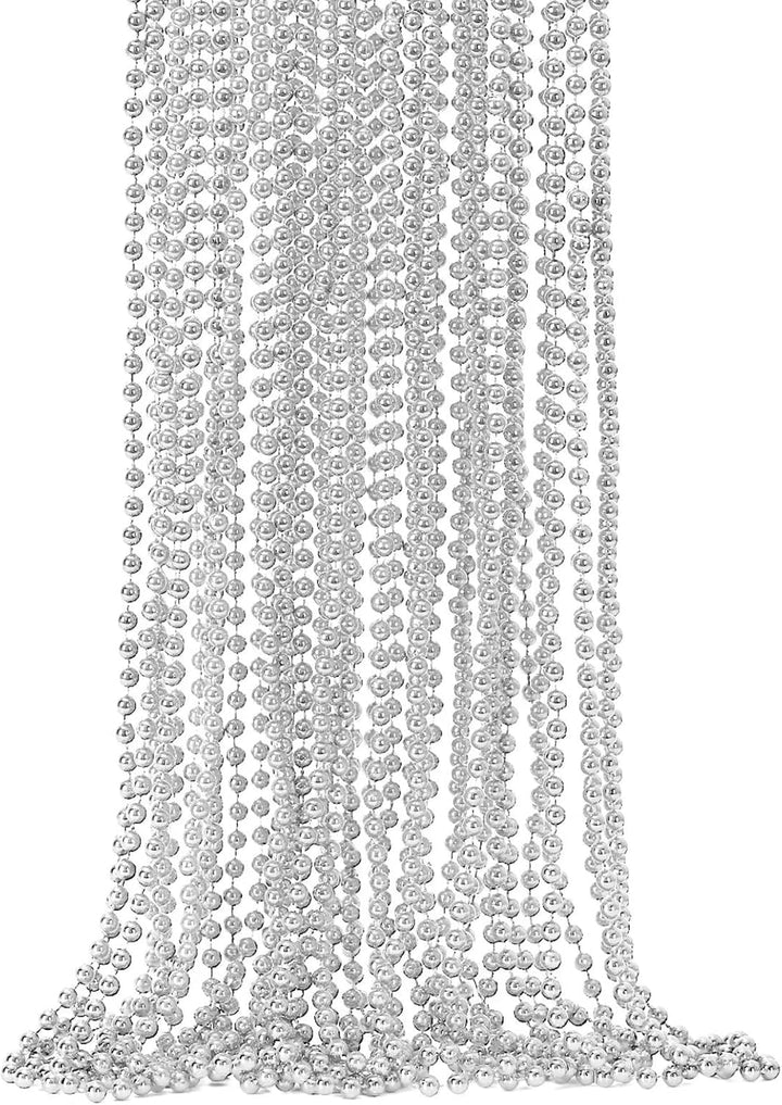 Mardi Gras Beads, 12PCS Bead Necklace Party Favors, Metallic 6 Kinds of 33" Beaded Necklaces Costumes Stuff, Festival Parade Throw Accessory Sets for Mardi Gras Celebrations Decorations