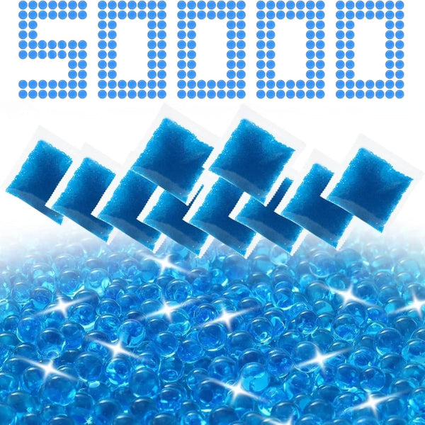 Gel Blaster Ammo - 50,000 Rounds 7-8 Mm (5 Packs) - Gel Splatter Bullets for Electric Orby Blaster Gun - Orby Gun Ammo Refill for Teenagers and Adults - Premium Gift Packaging - Blue