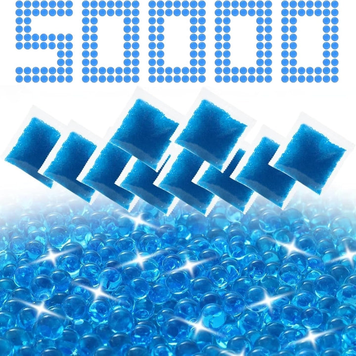 Gel Blaster Ammo - 50,000 Rounds 7-8 Mm (5 Packs) - Gel Splatter Bullets for Electric Orby Blaster Gun - Orby Gun Ammo Refill for Teenagers and Adults - Premium Gift Packaging - Blue