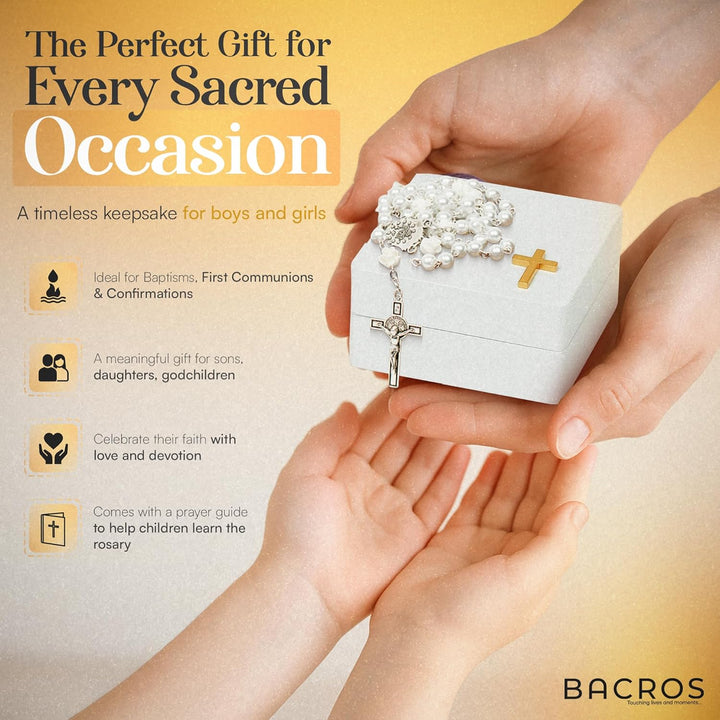 Catholic Baptism Gifts for Boys, Baby Baptism Gifts for Girl, Kids Rosary Beads Catholic, Baby Baptism Gifts Boy, Catholic Rosary for Women, Christening Gifts for Girls (White)