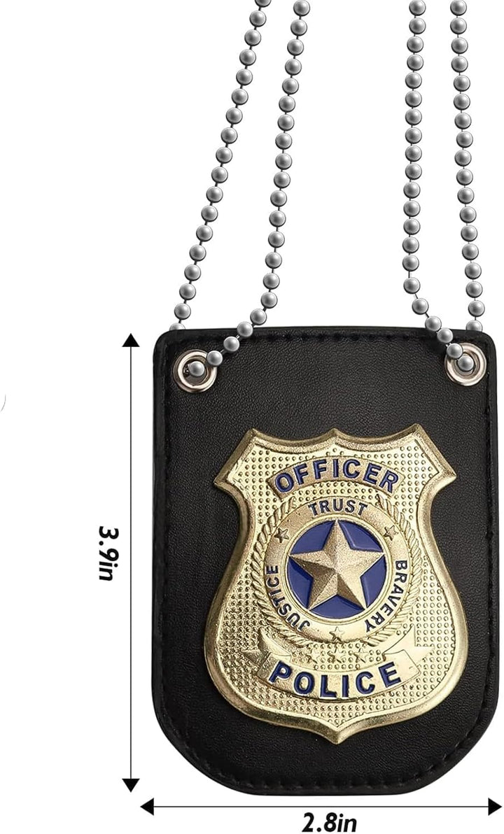 America Police Badge for Kids Pretend Play PD Badge with Chain & Belt Clip