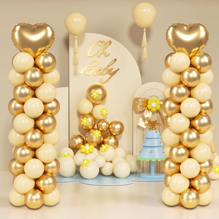 2025 Upgraded Balloon Column Stand Kit, 7 Feet Height Adjustable Balloon Tower Pillar with Reusable Metal Telescopic Design for Graduation, Wedding, Baby Shower, Birthday Party Decoration