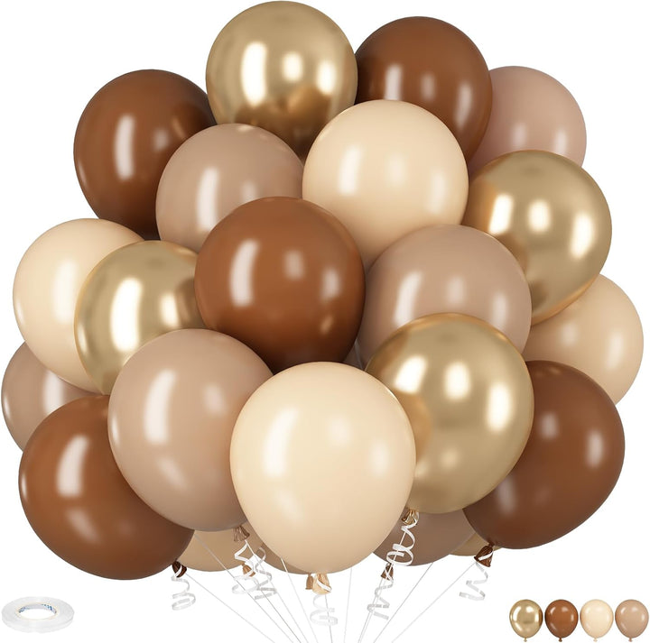 Dusty Blue and Gold Balloons, 60 PCS 12 Inch Slate Fog Pastel Baby Blue Sand White and Gold Balloons for Baby Boy Shower Bridal Shower Birthday Wedding Party Decorations
