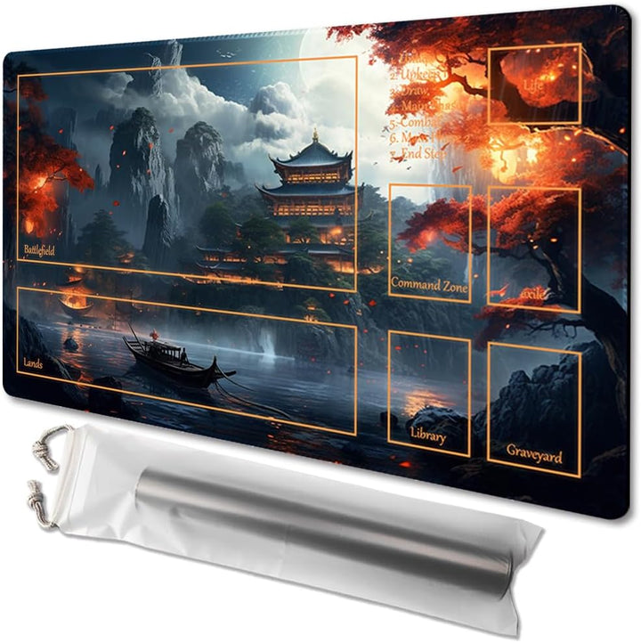 MTG Playmat Size 24X14In Free Storage Bags Non-Slip Backing, Ideal for Card Game Enthusiasts TCG Playmat (Shadow Dragon-No Deck)