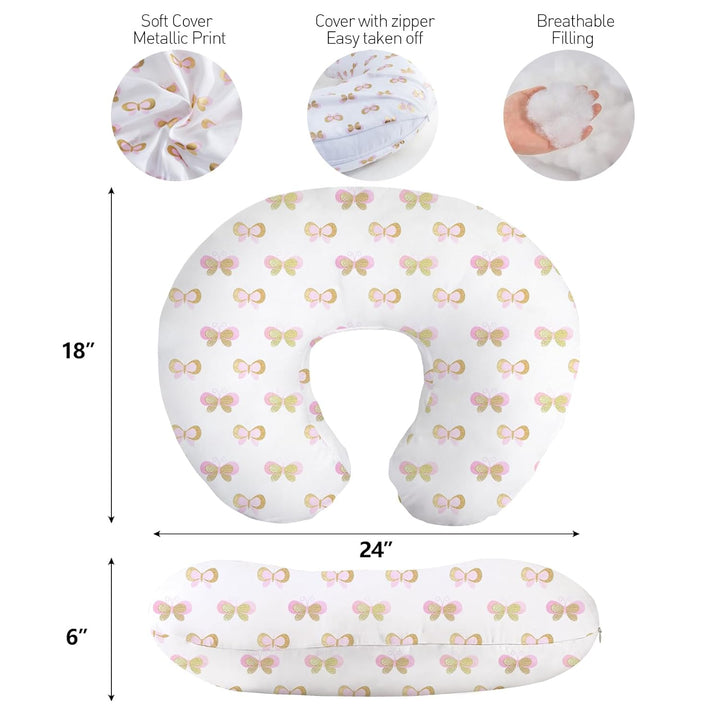 Nursing Pillow, Breast Feeding Pillows for Mom, Butterfly Soft Cover with Breathable Filling, Feeding Support Pillow for 0-12 Months, Multifunctional Support Cushion for Travel