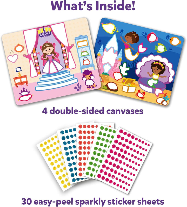 Dot It Sticker Art - Unicorns & Princesses, 500+ Sparkly Stickers, Mess-Free Fun for Kids, DIY Scrapbooking Craft Kits, Travel Toys, Gifts for Ages 3, 4, 5, 6, 7