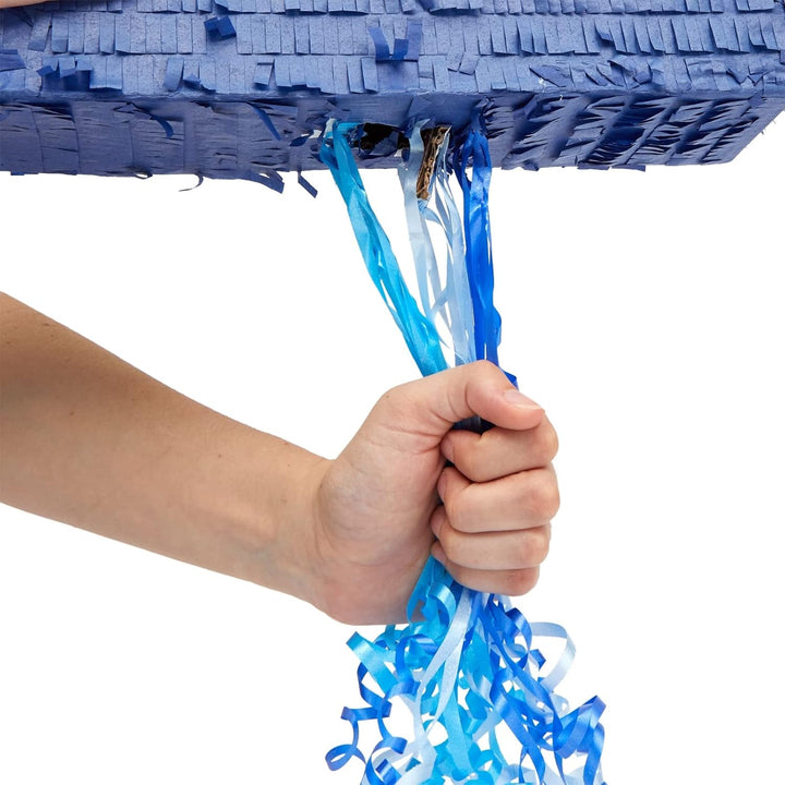 Number 4 Pull String Pinata for Boys 4Th Birthday Party Decorations - Ombre Blue (16.5 X 12 X 3 in 4 Pinata)