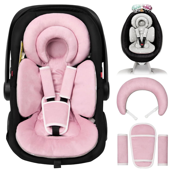 Infant Car Seat Insert with Extra Cushion for Preemie to Toddler, Reversible Newborn Carseat Insert Head Support, Fits for Stroller, Baby Swing, Rocker, Bassinets, Bouncer (Black Star)