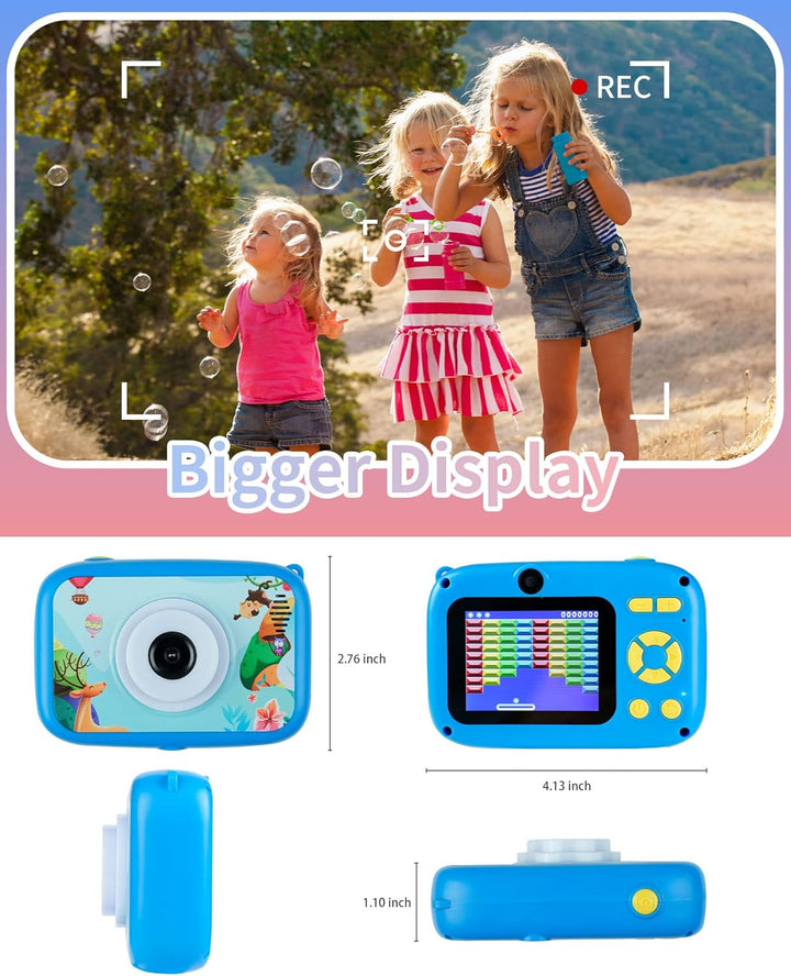 Kids Camera, HD Digital Video Camera for Kids 3-9, 2.4 Inch Display Selfie Toddler Camera Toy with 32GB SD Card, Christmas Birthday Gifts for Boys and Girls