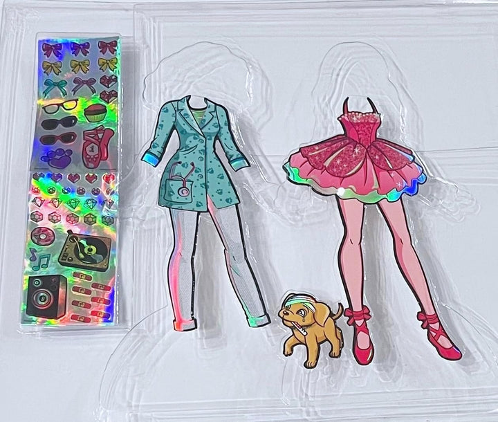 Jumbo Paper Dolls with 2 Paper Dolls with Dolls Stands, 4 Sheets & 2 Sticker Sheet Dress up Dolls over & over Again