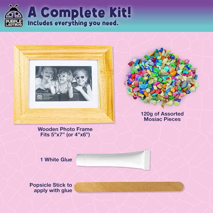 DIY Mosaic Photo Frame Craft Kit - Summer Activities for Kids & Teens, Arts & Crafts for Girls 8-12, Birthday Gift for Girls, Fun Craft for Kids Ages 6-12