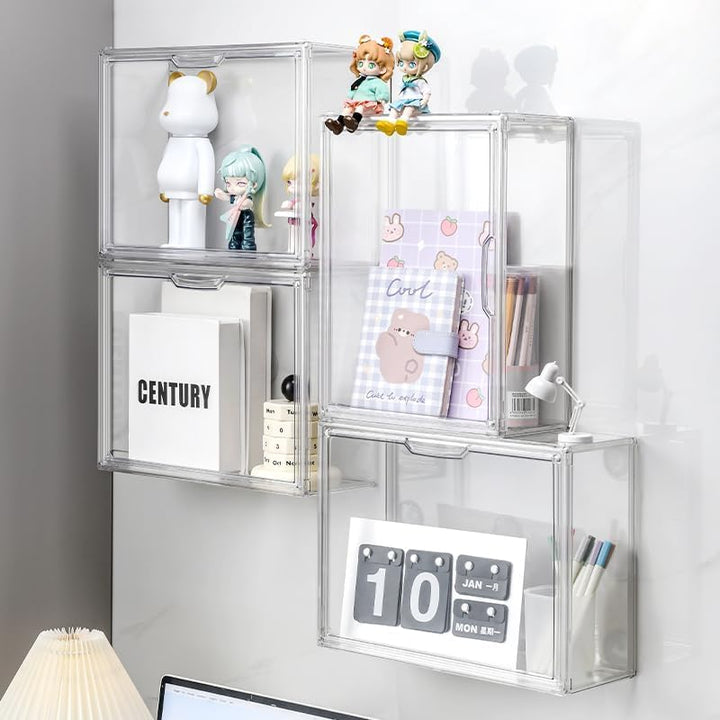 3 Tiers Clear Display Case for Figures, Acrylic Storage Organizers Box with Magnetic Door, Wall-Mounted Dustproof Showcase for Collectibles Action Figure