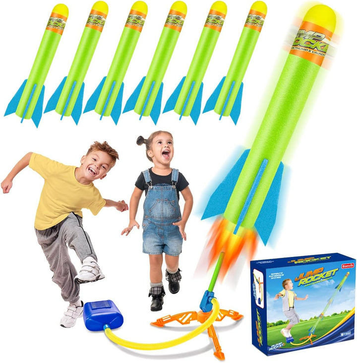 Toys Rocket Launcher for Kids, Outdoor Summer Toys Games for Ages 3 4 5 6 7 8+ Years Old, Toddler Boys Birthday Gifts, 6 Foam Air Rockets, Launch up to 120+Ft
