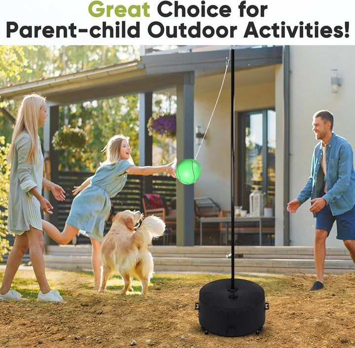 Heavy Duty Tetherball Set with Ball and Rope, Adjustable Height Tether Ball Poles - Two Usage Methods, Portable Tetherball Kit for Indoor & Outdoor, Playground, Backyard, Fun for Adults & Kids