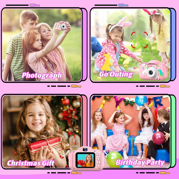 Kids Camera Toys for 3-12 Years Old Boys Girls Children,Portable Child Digital Video Camera with Silicone Cover, Christmas Birthday Gifts for Toddler Age 3 4 5 6 7 8 9 (Camo Pink)