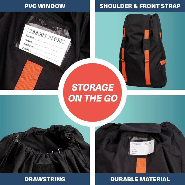 Extra Large Gate Check Stroller Bag for Airplane - Stroller Storage Bag (Black, 47", 600D Oxford Waterproof) - Double Stroller Travel Bag for Airplane, Baby Stroller Cover for Air Travel